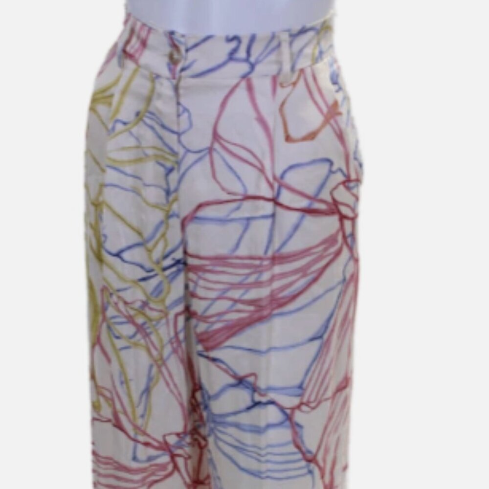 FRNCH Cream Wide Leg Pleated Pants